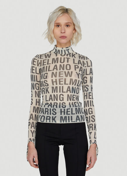  Helmut Lang Helmut Lang Destination Print Top - Woman Tops White Xs 