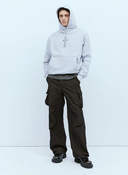  Ice & Techno Ice & Techno Cross Logo Print Hooded Sweatshirt - Man Sweatshirts Grey M 