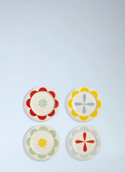  &k Amsterdam &k Amsterdam Set Of Four Folk Dessert Plates -  Kitchen  Multicolour One Size 