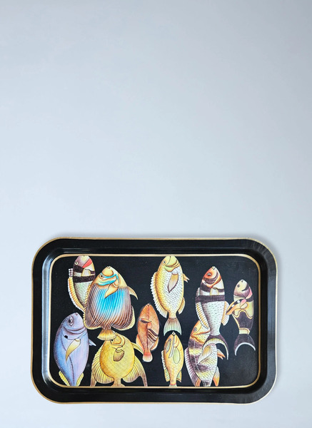  Les-ottomans Les-ottomans Rectangular Serving Tray With Fish Motif -  Kitchen  Multicolour One Size 