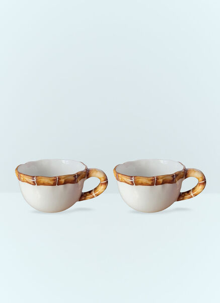  Les-ottomans Les-ottomans Set Of Two Bamboo Cappuccino Cups -  Tea & Coffee Multicolour One Size 