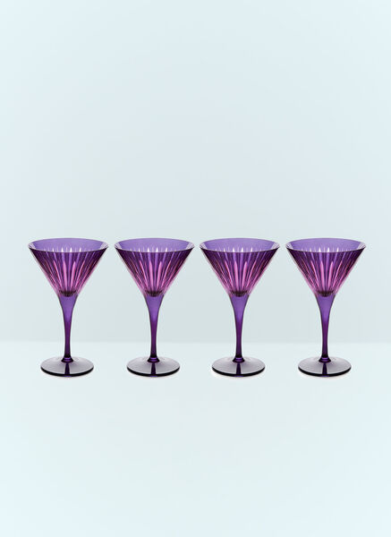  L'objet L'objet Set Of Four Prism Martini Glasses -  Glassware Purple One Size 