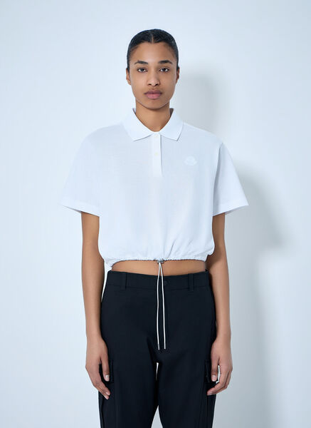  Moncler Moncler Cropped Drawstring Polo Shirt - Woman Tops White L 