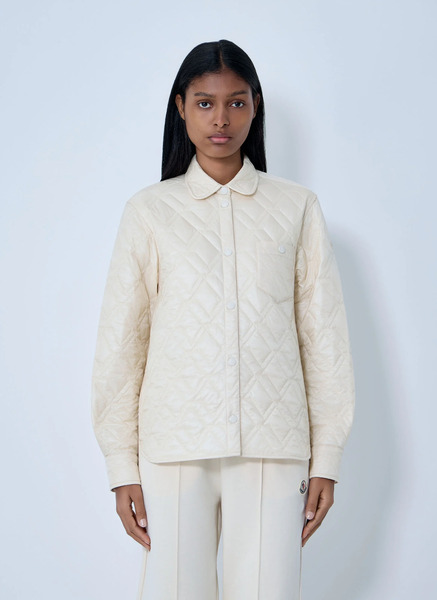  Moncler Moncler Logo Motif Quilted Jacket - Woman Jackets Cream It - 44 