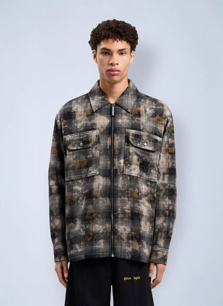  Palm Angels Palm Angels Curved Logo Check Overshirt - Man Jackets Grey It - 44 