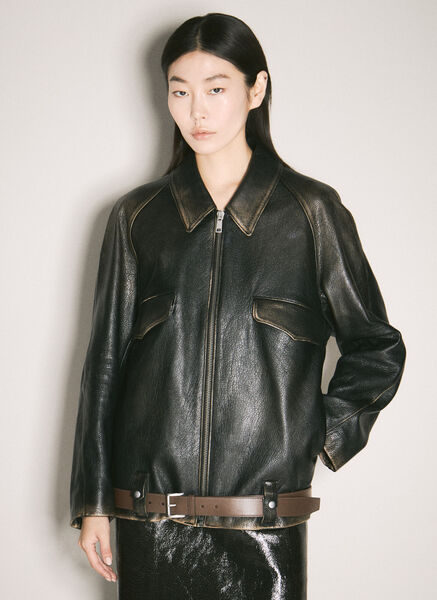  Prada Prada Leather Blouson Jacket - Woman Jackets Black It - 38 