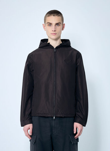  Prada Prada Silk Hooded Jacket - Man Jackets Brown L 