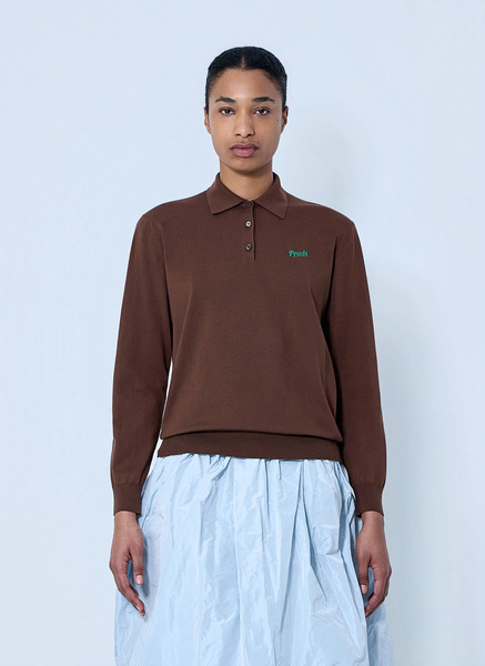  Prada Prada Silk Polo Shirt - Woman Tops Brown It - 40 