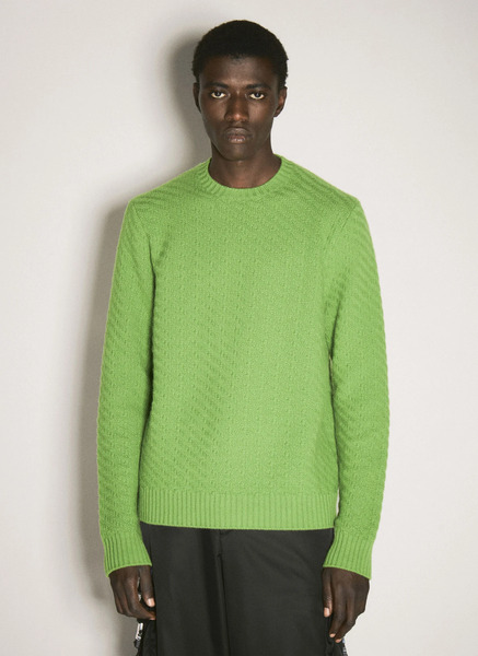  Prada Prada Wool-and-cashmere-blend Sweater - Man Knitwear Green It - 48 