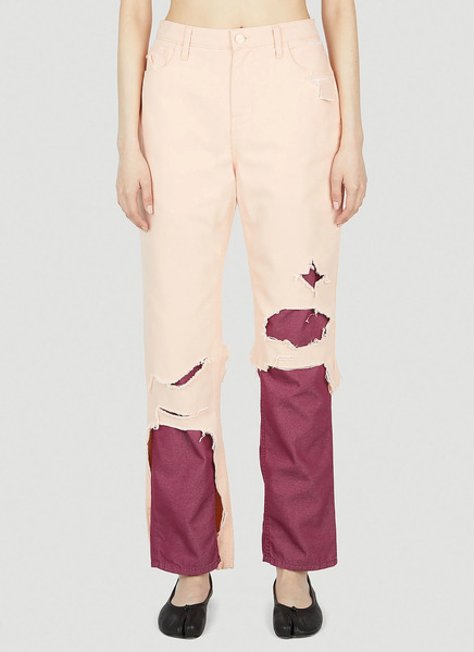  Raf Simons Raf Simons Distressed Jeans - Woman Jeans Pink 27 