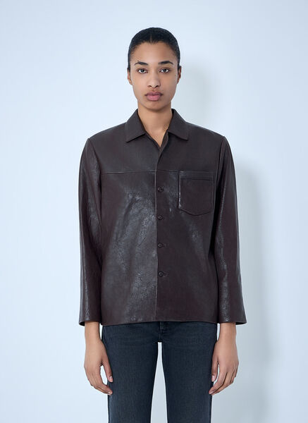  Saint Laurent Saint Laurent Leather Jacket - Woman Jackets Brown Fr - 36 
