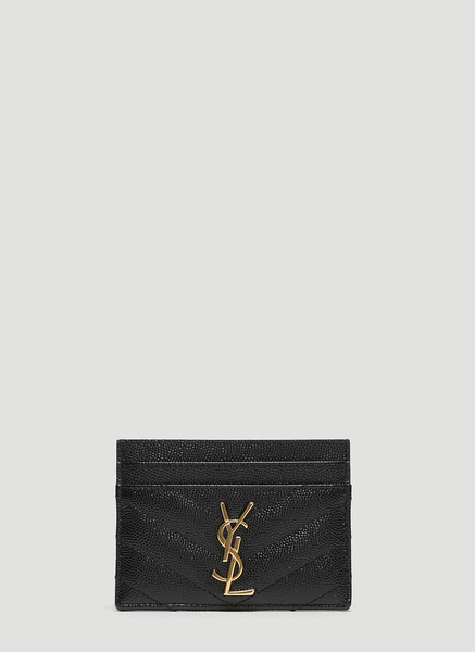  Saint Laurent Saint Laurent Monogram Grain De Poudre Matelassé Card Case - Woman Wallets & Cardholders Black One Size 
