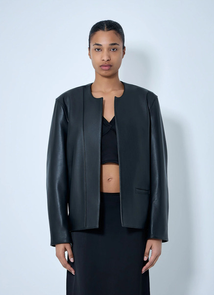  Toteme Toteme Open Front Leather Jacket - Woman Jackets Black Fr - 36 