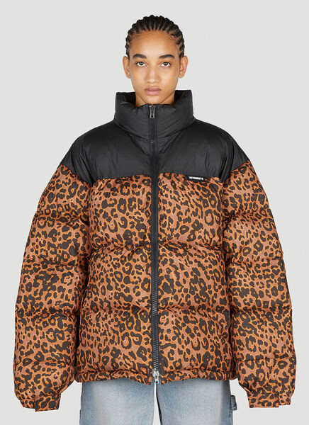  Vetements Vetements Leopard Print Puffer Jacket - Woman Jackets Brown S 