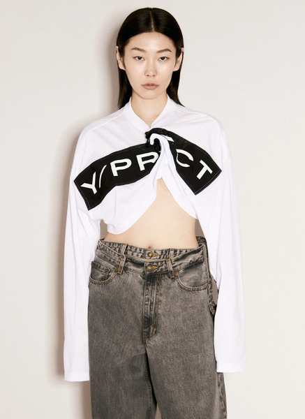  Y/project Y/project Scrunched Logo Print T-shirt - Woman Tops White S 