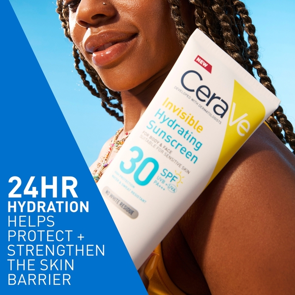 Cerave Invisible Hydrating Sunscreen Spf 30 For Body, Face, & All Skin Types With 3 Essential Ceramides 75 Ml 