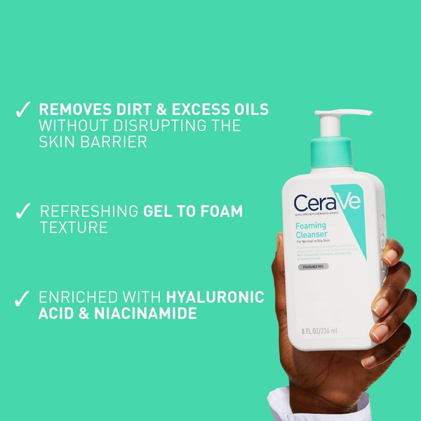  Cerave Morning Cleanse And Protect Duo For Oily Skin, Cleanser With Niacinamide And Moisturiser With Spf 50 And Hyaluronic Acid 
