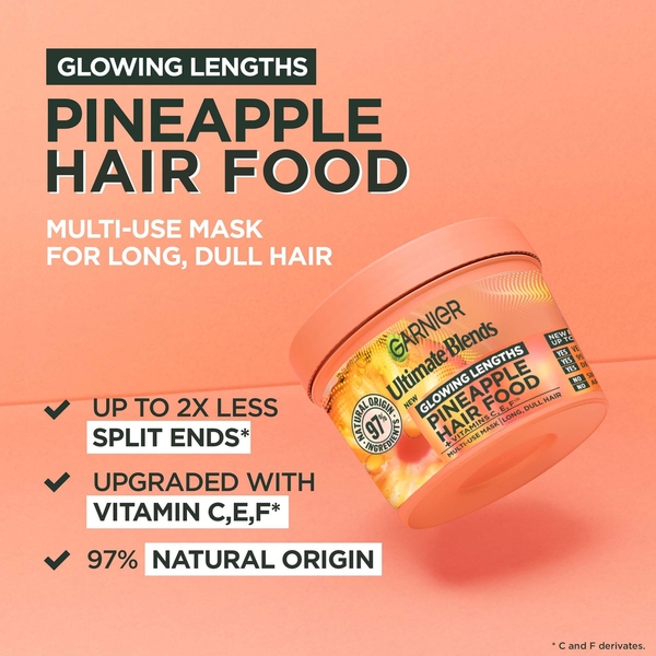  Garnier Ultimate Blends Glowing Lengths Pineapple And Amla Hair Food 3-in-1 Hair Mask Treatment 400ml 