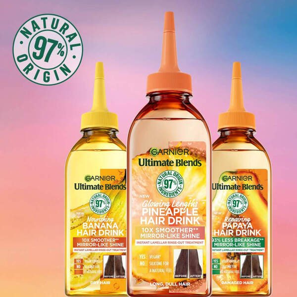  Garnier Ultimate Blends Glowing Lengths Pineapple Hair Drink Liquid Conditioner For Long Dull Hair 200ml 