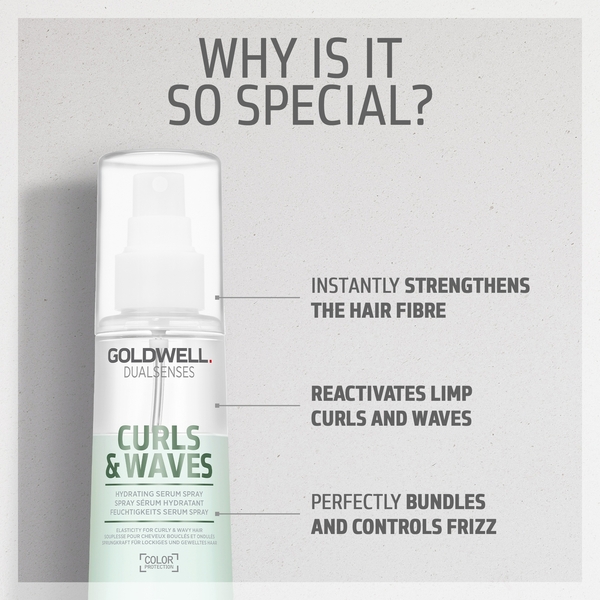  Goldwell Dualsenses Curls And Waves Hydrating Serum Spray, Reactivate Limp Curls And Waves, With Heat Protection 150ml 