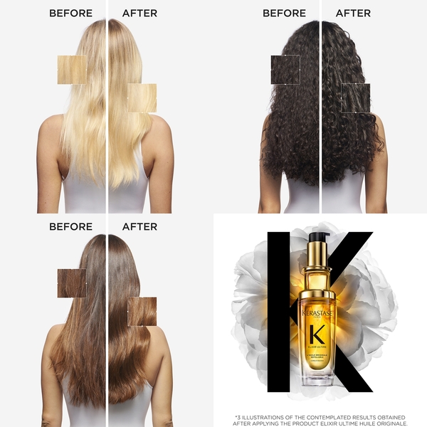  Kérastase Elixir Ultime Hair Oil L'huile Originale Refill Capsule, For All Hair Types With Argan Oil & Heat Protection 75ml 