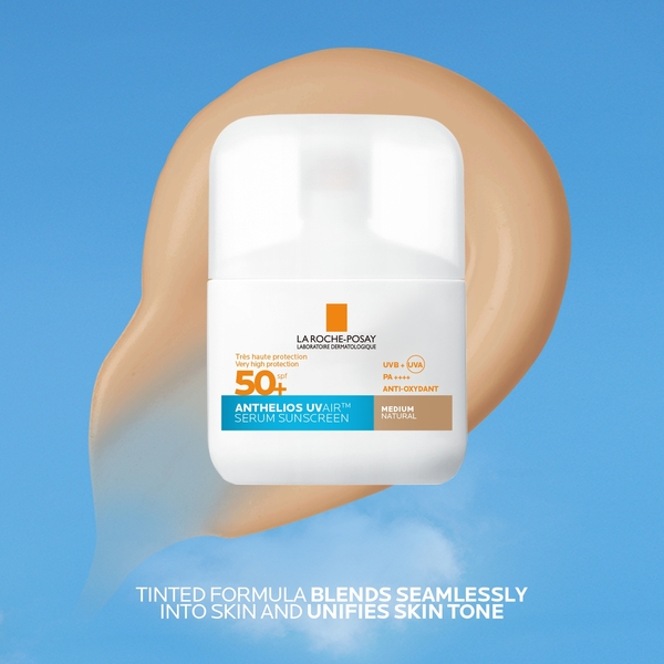  La Roche Posay Anthelios Uvair Serum Sunscreen Spf50+ Medium With Hyaluronic Acid, Niacinamide & Vitamin E, For All Skin Types, 50ml 