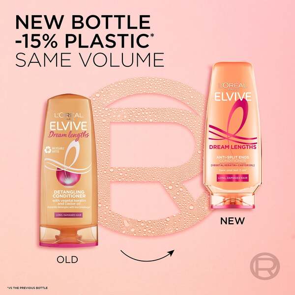  L'oréal Paris Elvive Dream Lengths Anti-split Ends Conditioner With Vegetal Keratin & Castor Oil For Long Hair 500ml 