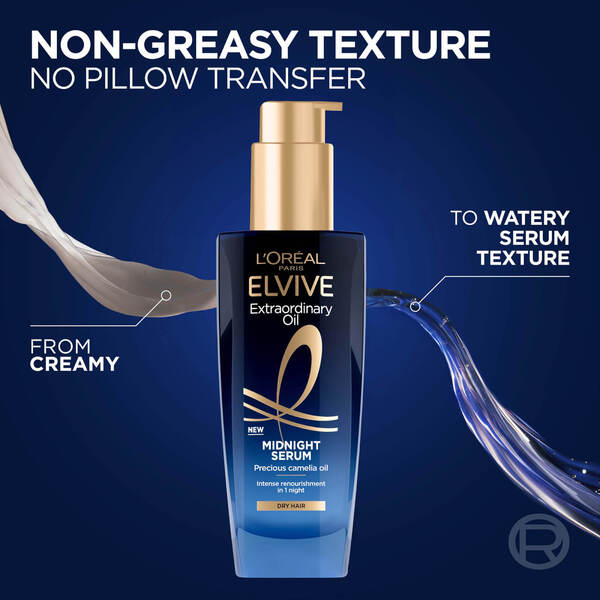  L'oréal Paris Elvive Extraordinary Oil Midnight Renourishing Hair Treatment Serum For Dry Hair 100ml 