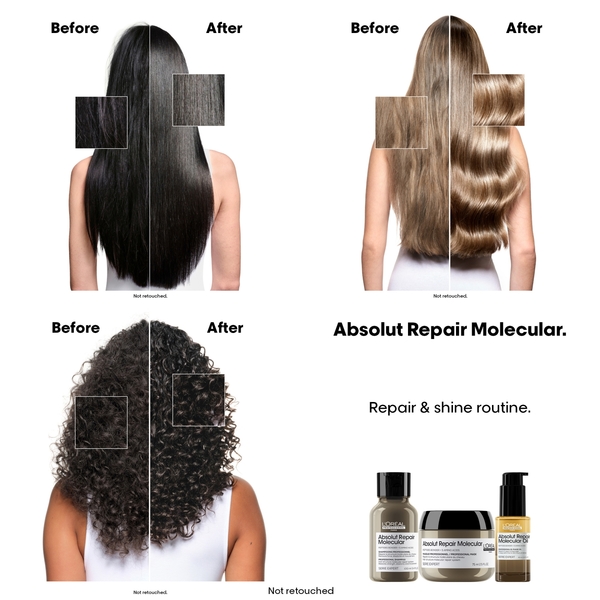  L'oréal Professionnel Absolut Repair Molecular Bi-phase Hair Oil For Damaged Hair 30ml, High Shine & Molecular Repair​ 
