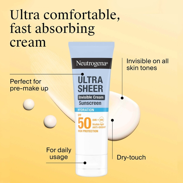  Neutrogena Ultra Sheer Invisible Cream Sunscreen Hydration Spf50 