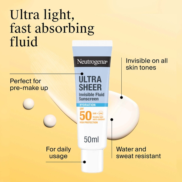  Neutrogena Ultra Sheer Invisible Fluid Sunscreen Hydration Spf50 