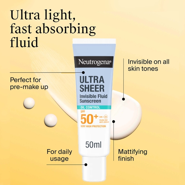  Neutrogena Ultra Sheer Invisible Fluid Sunscreen Oil Control Spf50+ 