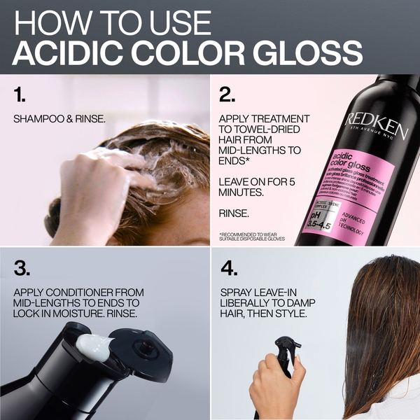  Redken Acidic Color Gloss Shampoo And Conditioner 300ml, Colour Protection Routine For Glass-like Shine 