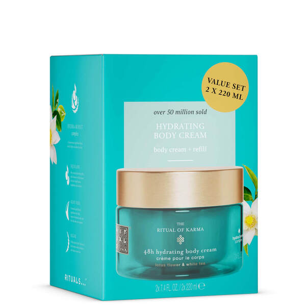  Rituals The Ritual Of Karma Delicately Sweet Lotus & White Tea 48h Hydrating Body Cream And Refill Pack 2 X 220ml 
