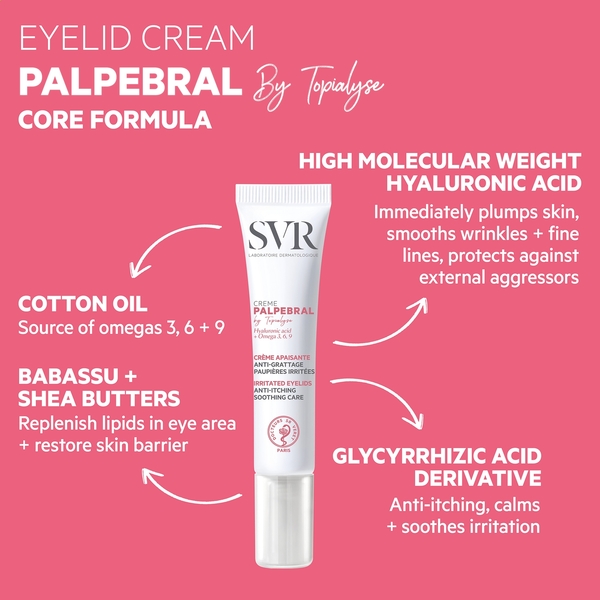  Svr Palpebral Ultra-soothing Eczema Eye Cream For Dry, Hypersensitive, Itchy, Flaky Eyelids Prone To Irritation, 15ml 