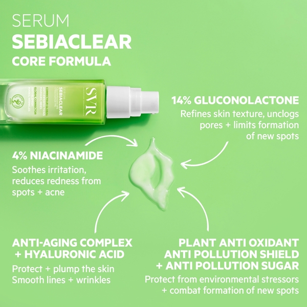  Svr Sebiaclear Balancing Hyaluronic Acid Acne Serum, Correcting Concentrate For Blemishes, Post-acne Marks And Wrinkles, 30ml 