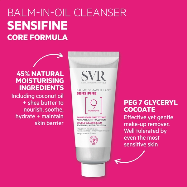  Svr Sensifine Coconut Oil & Shea Butter Soothing Balm-in-oil Face Cleanser & Make-up Remover For Sensitive, Reactive Skin, 100ml 