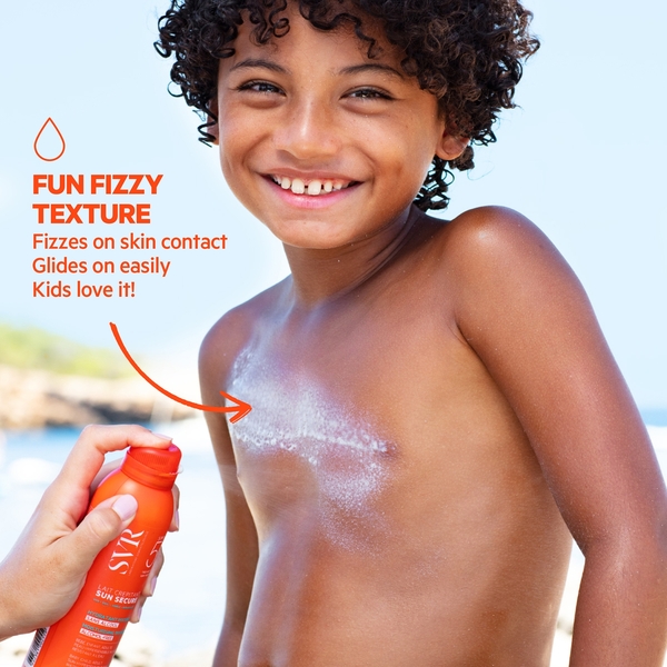  Svr Sun Secure Spf 50+ Face & Body Fizzy Milk For Sensitive Skin, Water-resistant, Biodegradable, Reef-safe, All Ages, 200ml 