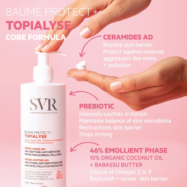  Svr Topialyse Baume Protect+ Soothing 48hr Hydrating , Anti-itch Intensive Balm For Very Dry, Eczema-prone Skin, All Ages 400ml 