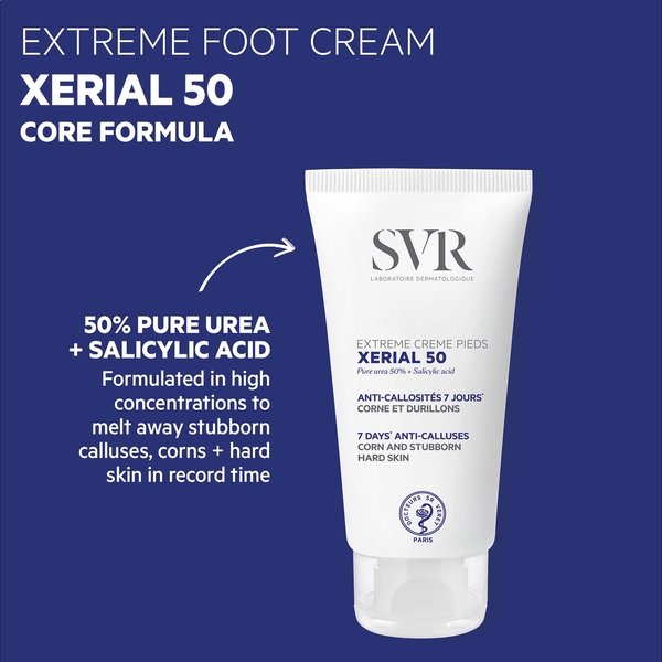  Svr Xerial 50 Extreme -50% Pure Urea Foot Cream For Severly Dry, Cracking, Stubborn Hard Skin Prone To Corns And Calluses, 50ml 