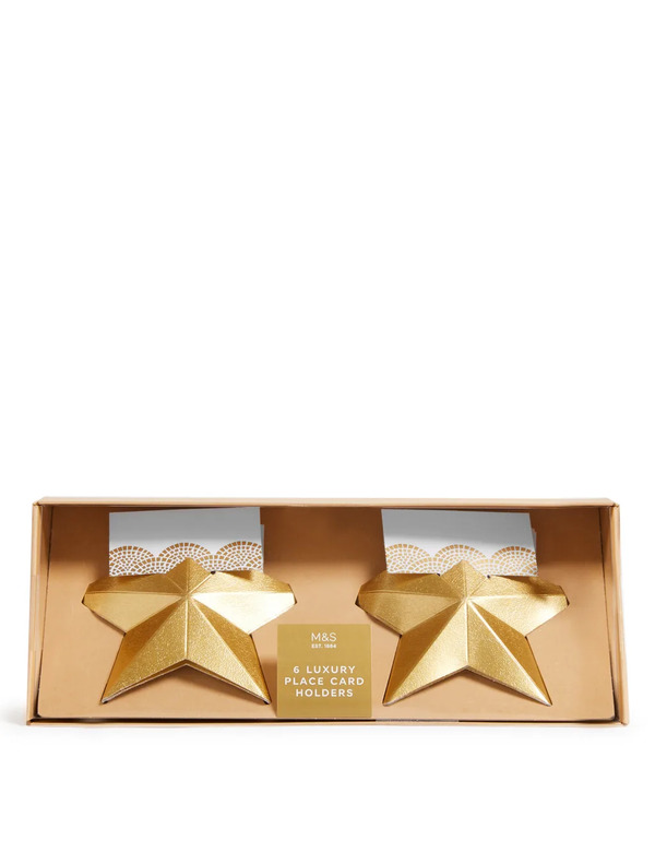  Christmas Star Place Card Holder Pack - Includes 6 Stars & 12 Place Cards 