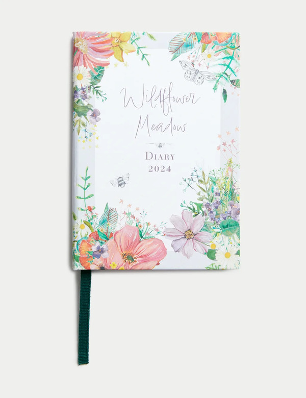  2025 Small A6 Week To View Diary - Wildflower Meadow Design 