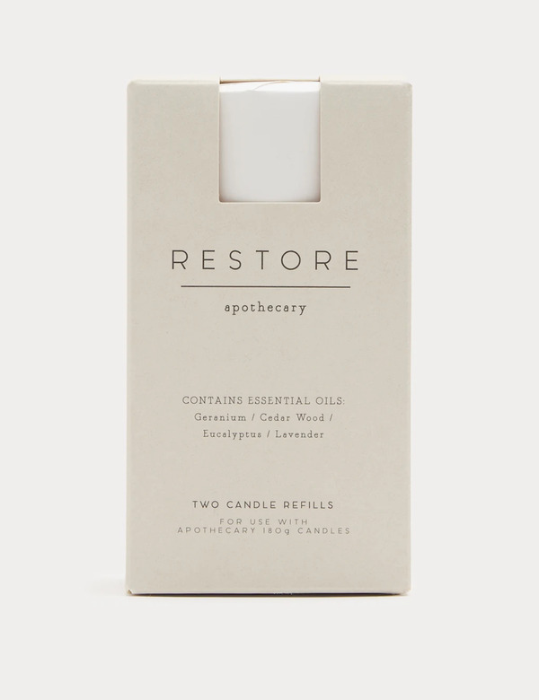  Apothecary Set Of 2 Restore Candle Refills White 