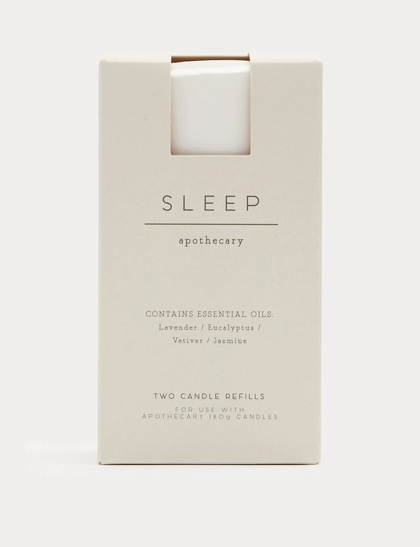  Apothecary Set Of 2 Sleep Candle Refills White 