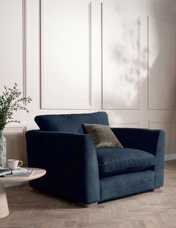  Barker And Stonehouse Palmer Textured Chenille Snuggle Chair Navy 