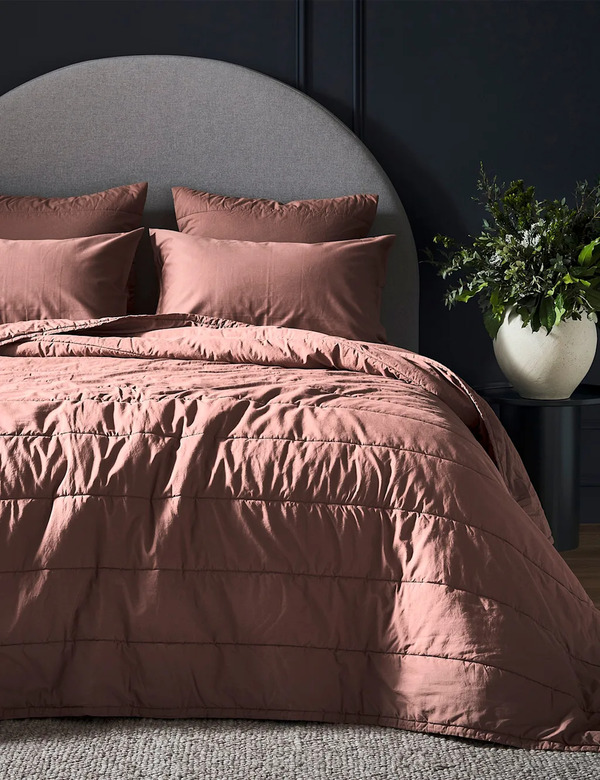  Bedfolk Pure Cotton Quilted Throw Medium Red 