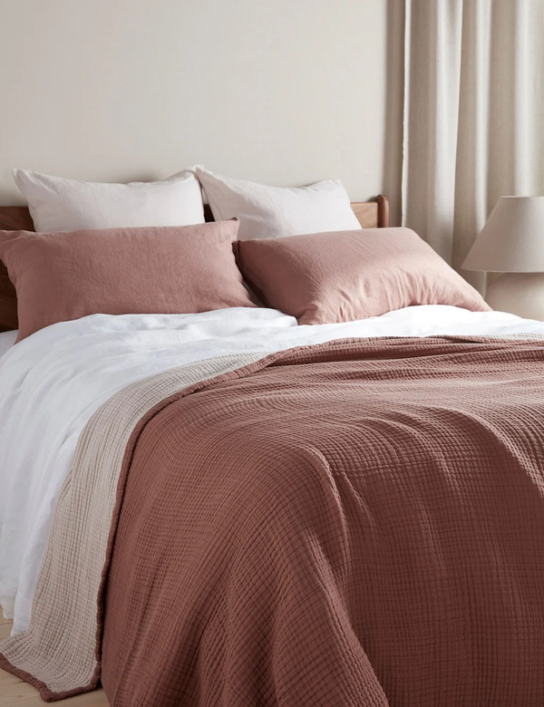  Bedfolk Pure Cotton Reversible Extra Large Throw Multi 