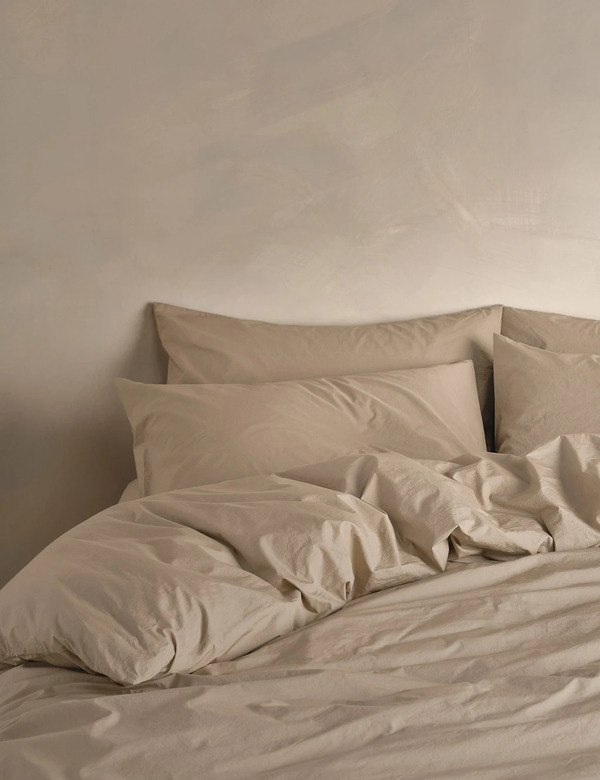  Bedfolk Pure Cotton Washed Duvet Cover Light Brown 