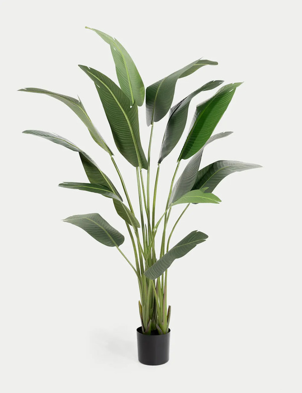  Blooming Artificial Artificial 7ft Strelitzia House Plant In Pot Green 