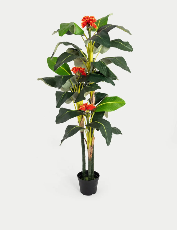  Blooming Artificial 6ft Artificial Banana Tree In Pot Green 
